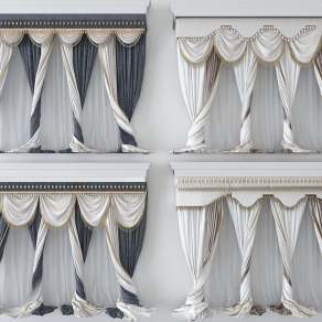 简欧窗帘3D模型下载